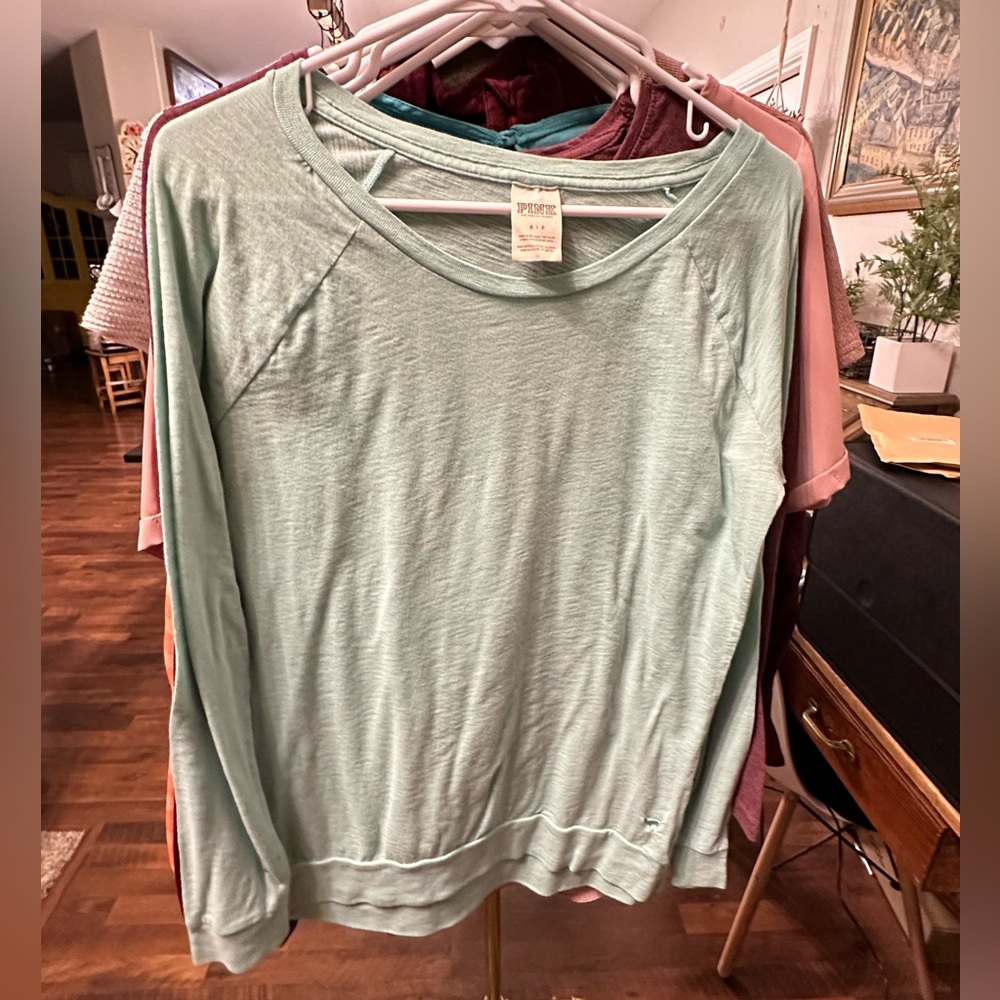 PINK, small teal long sleeve.